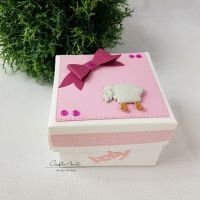 Geschenkschachtel zur Geburt/Taufe - Geldgeschenk - Rosa-Beere